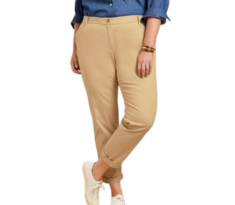 Talbots Women's Size 16 Relaxed Leg Stretch Chino Camel Pant 40x29 Ankle Length